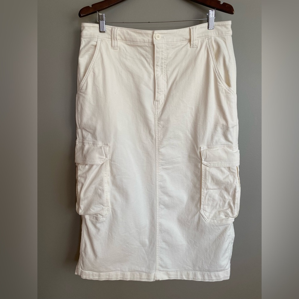 Aritzia TNA Troop Cargo Maxi Skirt White Exclusive TNA embroidery Size 12 - Picture 7 of 15